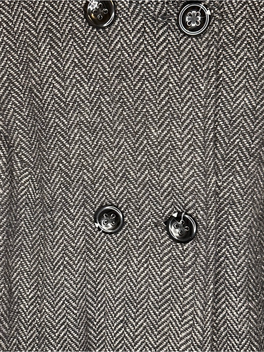 Relativity Black/Charcoal Herringbone Double Breasted Coat - Picture 2 of 7
